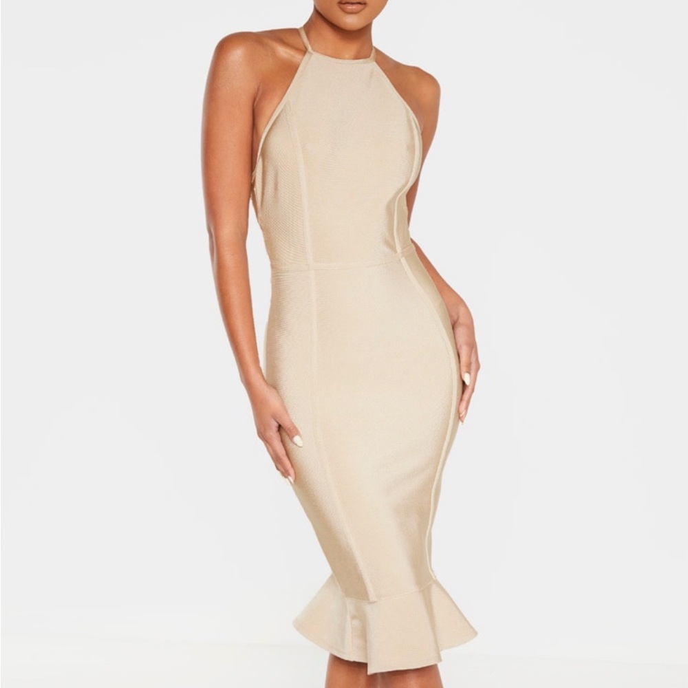 Pretty Little Thing-Champagne Bandage Midi Dress